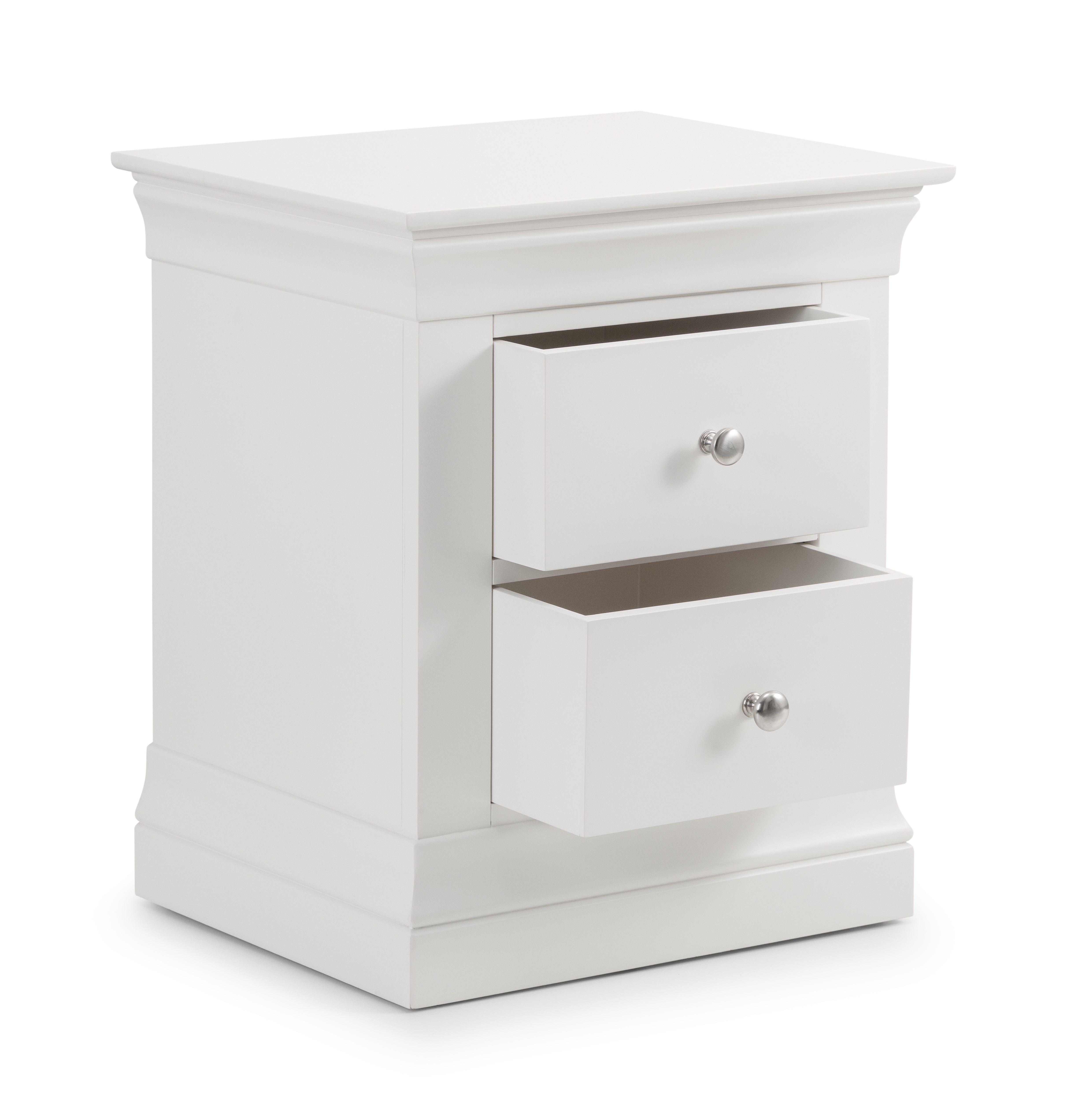 Fidel Surf White Wood Bedside Table | 2 Drawers